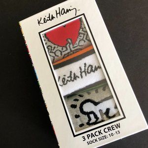 KEITH HARING 3 Pack Men's Crew Socks NIB